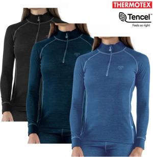 Termozeta Langarmshirt TERMO - Damen langarm Zip Funktionsshirt Sequal Tencel Turtle-neck