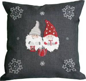 texpot Kissenhülle 40 x 40 cm mit Stickerei Wichtel Winter Weihnachten, (1 Stück)