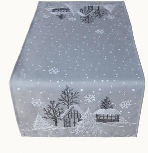 texpot Tischdecke Stickerei Winterdorf Weihnachten Winter (1-tlg)