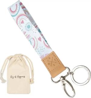 Things of Happiness Schlüsselanhänger Schlüsselband kurz mit Schlüsselring und Karabiner, kurzes Lanyard, Geschenk