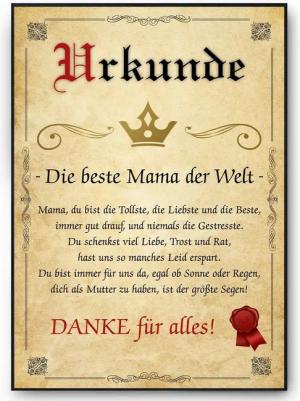 Tigerlino Poster Beste Mama Urkunde Geschenkidee Mutter Bild Mama Geschenk Muttertag