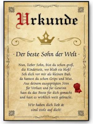 Tigerlino Poster Bester Sohn Urkunde Geschenkidee Bild Sohn Geschenk Wertschätzung