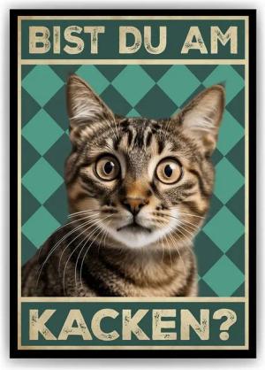 Tigerlino Poster Bist du am Kacken Katzen Gästebad Wandbild Badezimmer Gäste-WC Deko, Katze v1