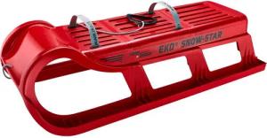 TikTakToo Davoser Schlitten EKO Snow-Star 100 oder 120, 1er, 2er oder 3er mit Verstärkung (erweiterbar mit Jenny Schlittensitz und Schubstange, Rodel incl. Zugseil mit Zuggriff), Kunststoff (Modell) mit Edelstahlkufen, breite Auflage