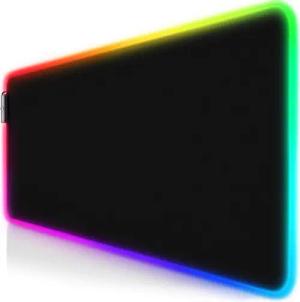 Titanwolf Gaming Mauspad RGB Mousepad 800 x 300 x 3 mm, LED Multi Color XL Tischunterlage, (1-St), rutschfest, abwaschbar, Geschwindigkeit & Präzision, schwarz