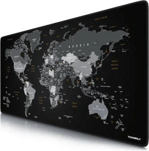 Titanwolf Gaming Mauspad XXL Speed Mousepad 900 x 400 x 3 mm, große Tischunterlage, rutschfest, abwaschbar, Geschwindigkeit & Präzision, Weltkarte Global