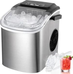 TLGREEN Eiswürfelmaschine Eiswürfelbereiter,9 Eiswürfel in 6 Minuten, 12kg/24h,2 Eiswürfel-Größen, Stummschalten, Selbstreinigung