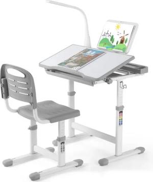 TLGREEN Kinderschreibtisch Höhenverstellbar 54 und 76 cm, mit Lampe und neigbarer Tischplatte,Schreibtisch Kinder