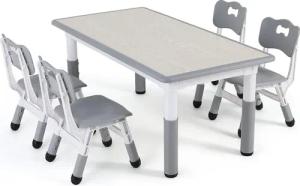 TLGREEN Kindersitzgruppe Plastik Kindermöbel, (5-tlg), Kindertisch mit 4 Stühlen Höhenverstellbar