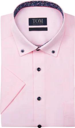 Tom Rusborg Bügelfreies Kurzarmhemd mit floralem Ausputz, Comfort Fit