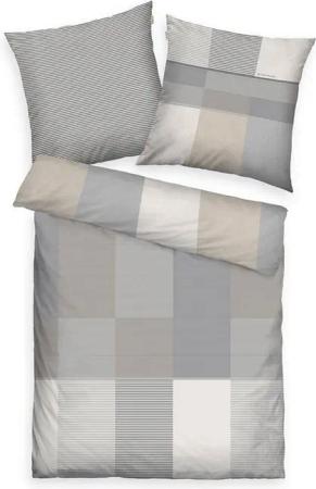 TOM TAILOR Bettwäsche Satin-Wende-Bettwäsche KARO, Grau, 135 x 200 cm, Baumwolle, 2 teilig, mit Reißverschluss