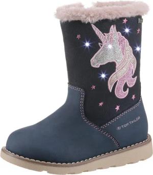 TOM TAILOR Blinkschuh Winterstiefel Langschafttstiefel, Kinderstiefel mit blinkendem Einhornmotiv