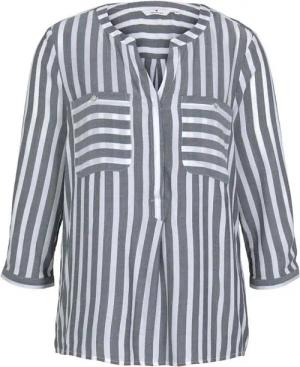 TOM TAILOR Blusenshirt Gestreift 3/4 Arm V-Ausschnitt Tunika blouse striped