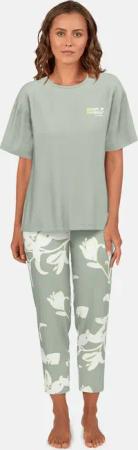 TOM TAILOR Capri-Pyjama "Kenmare" 2 tlg. mit Muster, Kurzarm, Rundhalsausschnitt, lange Hose, Viskosemix