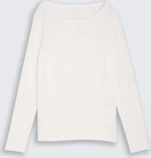 TOM TAILOR Damen Basic Langarmshirt aus Baumwolle, weiß, Uni, Gr. XL