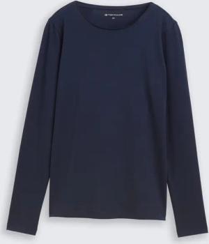 TOM TAILOR Damen Basic Langarmshirt, blau, Uni, Gr. L