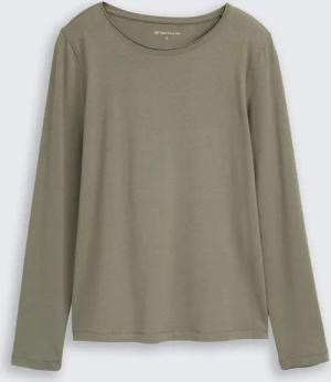 TOM TAILOR Damen Basic Langarmshirt, grün, Uni, Gr. XL