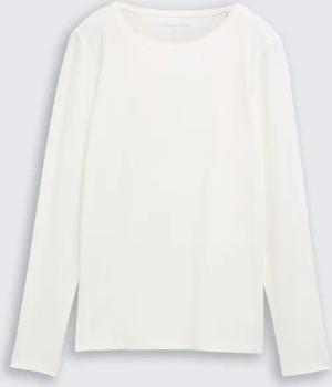 TOM TAILOR Damen Basic Langarmshirt, weiß, Uni, Gr. S