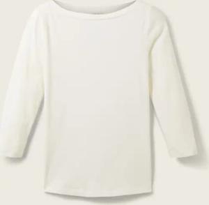 TOM TAILOR Damen Basic Longsleeve mit 3/4-Arm aus Baumwolle, weiß, Uni, Gr. XXXL
