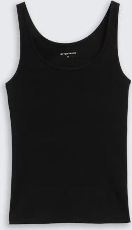 TOM TAILOR Damen Basic Slim Fit Top, schwarz, Uni, Gr. L