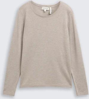 TOM TAILOR Damen Basic Strickpullover mit Rundhalsausschnitt, grau, Meliert, Gr. M