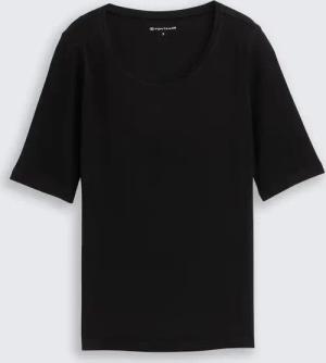 TOM TAILOR Damen Basic T-Shirt, schwarz, Uni, Gr. M