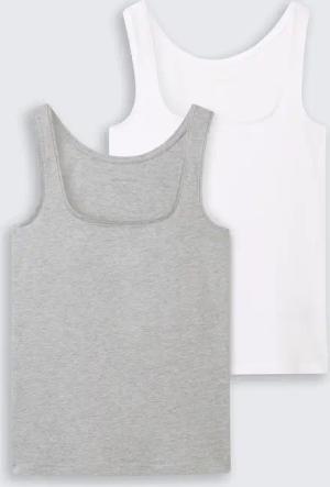 TOM TAILOR Damen Basic Top im 2er-Pack, grau, Uni, Gr. S