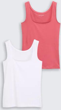 TOM TAILOR Damen Basic Top im 2er-Pack, rot, Uni, Gr. L