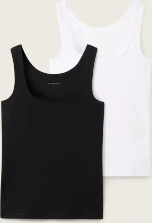 TOM TAILOR Damen Basic Top im 2er-Pack, schwarz, Uni, Gr. S