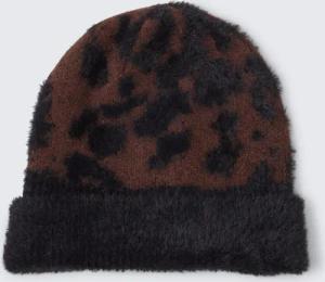 TOM TAILOR Damen Beanie Mütze mit Leo-Print, braun, Animalprint, Gr. ONESIZE