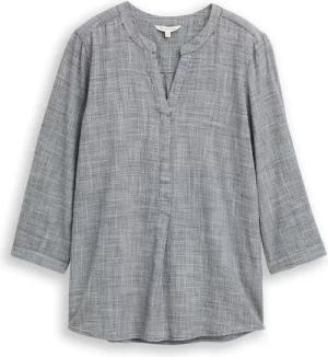 TOM TAILOR Damen Bluse aus Baumwolle, blau, Uni, Gr. 34