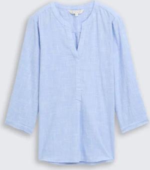 TOM TAILOR Damen Bluse aus Baumwolle, blau, Uni, Gr. 36