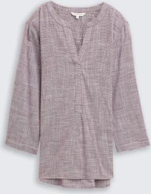 TOM TAILOR Damen Bluse aus Baumwolle, rot, Uni, Gr. 34