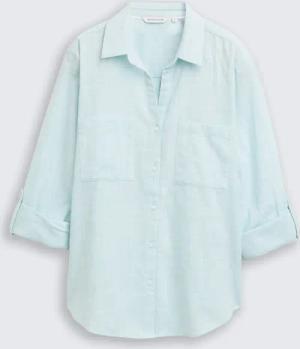 TOM TAILOR Damen Bluse mit Brusttaschen, blau, Uni, Gr. 36