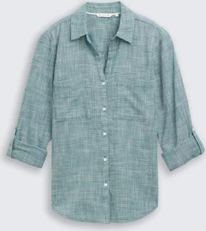 TOM TAILOR Damen Bluse mit Brusttaschen, grün, Uni, Gr. 46