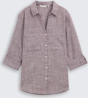 TOM TAILOR Damen Bluse mit Brusttaschen, rot, Meliert, Gr. 46