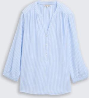 TOM TAILOR Damen Bluse mit Streifenmuster, blau, Gestreift, Gr. 34