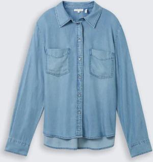 TOM TAILOR Damen Bluse mit TENCEL™ Lyocell, blau, Uni, Gr. 36