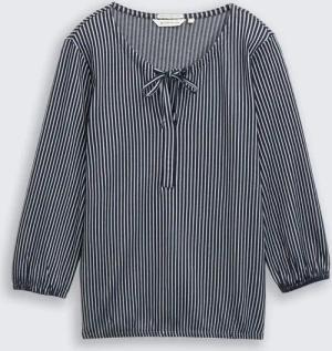 TOM TAILOR Damen Blusenshirt mit Streifenmuster, blau, Gestreift, Gr. L