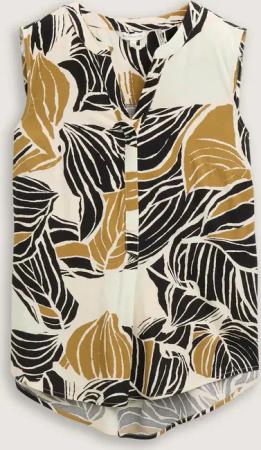 TOM TAILOR Damen Blusentop mit Muster, beige, Gemustert, Gr. 36