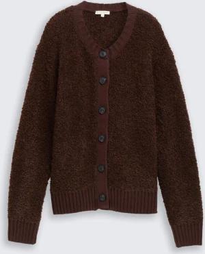 TOM TAILOR Damen Bouclé Cardigan mit Wollanteil, braun, Meliert, Gr. XXL