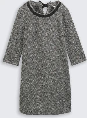 TOM TAILOR Damen Bouclé Kleid mit Schleifen-Detail, schwarz, Meliert, Gr. 36