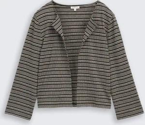 TOM TAILOR Damen Boxy Fit Jacquard Cardigan, schwarz, Gestreift, Gr. XXL