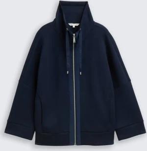 TOM TAILOR Damen Boxy Fit Scuba Sweatjacke, blau, Uni, Gr. XS