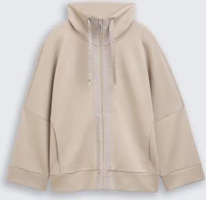 TOM TAILOR Damen Boxy Fit Scuba Sweatjacke, grau, Uni, Gr. XXXL