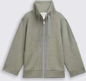 TOM TAILOR Damen Boxy Fit Scuba Sweatjacke, grün, Meliert, Gr. L