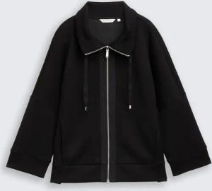 TOM TAILOR Damen Boxy Fit Scuba Sweatjacke, schwarz, Uni, Gr. S