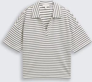 TOM TAILOR Damen Boxy Fit T-Shirt mit Polokragen, blau, Gestreift, Gr. L