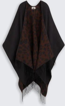 TOM TAILOR Damen Cape mit Leo-Print, braun, Animalprint, Gr. ONESIZE