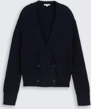 TOM TAILOR Damen Cardigan in Wickel-Optik, blau, Uni, Gr. L